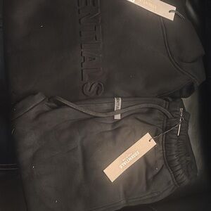 Essentials Black Embossed Hoodie & Joggers Set